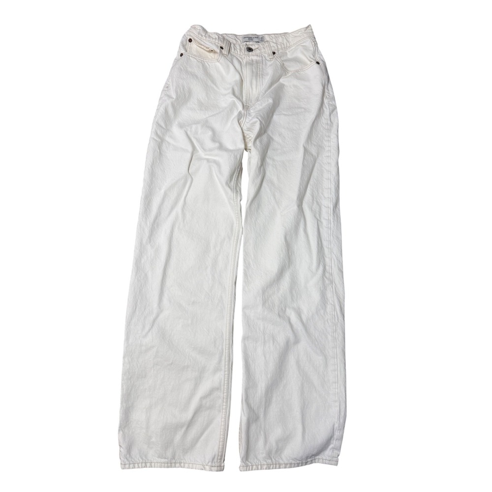 Abercrombie & Fitch The Loose High Rise Jeans Womens 27/4L Cream Excellent Long